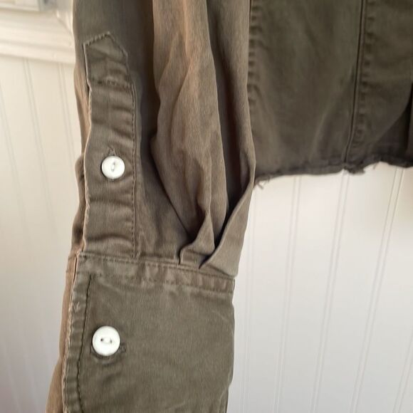 Current/Elliott women’s button up top / light jacket olive green‎ raw edge 2/M - Picture 5 of 15